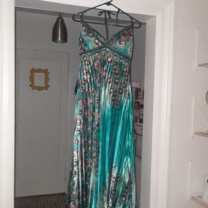 Womens satin halter dress printed